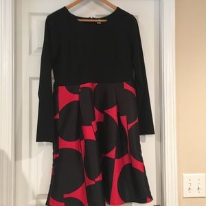 Red and black longsleeve dress